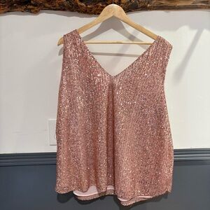 LOFT Plus Pink Sequin Sleeveless Blouse